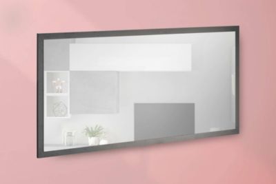 Miroir Adelchi, Miroir de salle de bain, 100% Made in Italy, 120x2h60 cm, Anthracite Brillant