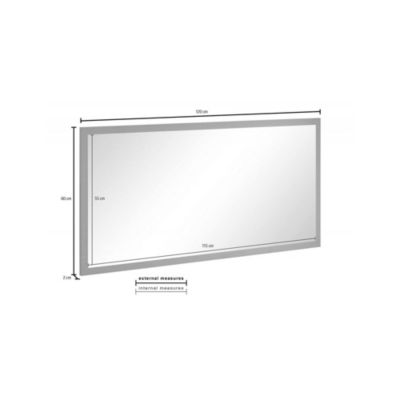 Miroir Adelchi, Miroir de salle de bain, 100% Made in Italy, 120x2h60 cm, Anthracite Brillant