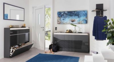 Miroir Adelchi, Miroir de salle de bain, 100% Made in Italy, 120x2h60 cm, Anthracite Brillant
