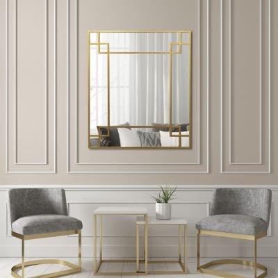 Miroir art déco métal doré l.80 x H.95 cm Emde