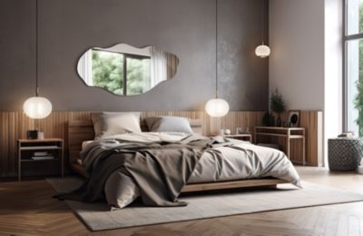 Miroir Grand Irrégulier Organique 50x100 Cm - Moderne Asymétrique Tache Murale Salle De Bain Salon Vertical