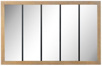 Miroir atelier 5 bandes bois et métal L.140 x l.90 cm