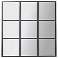 Miroir atelier 9 carrés 90x90cm métal noir