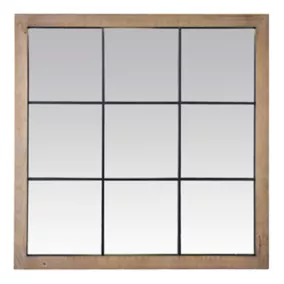 Miroir atelier carré 9 vues 100 x 100cm bois et métal noir