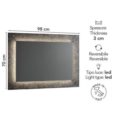 Miroir Avec Cadre En Granulé De Verre Couleur Glace Réversible 98 X 70 Cm