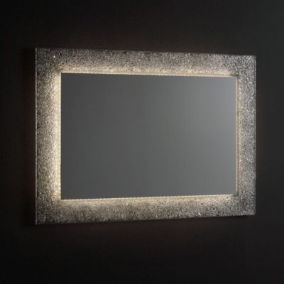 Miroir Avec Cadre En Granulé De Verre Couleur Glace Réversible 98 X 70 Cm