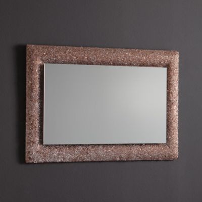 Miroir Avec Cadre En Granulés De Verre Fondu Bronze Et Éclairage Led 90 X 62 Cm