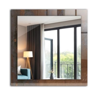 Miroir Avec Cadre En Verre Tulup 60x60 cm Métal Rouillé Tendance Miroir Design Entrée