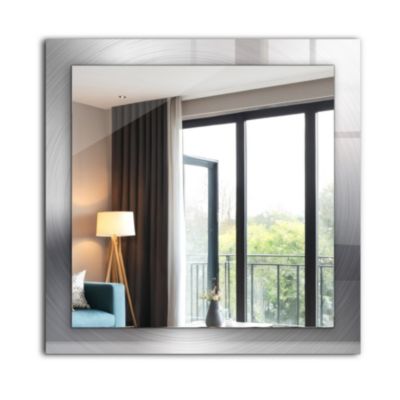 Miroir Avec Cadre En Verre Tulup 60x60 cm Surface Métallique Ronde Miroir Design Entrée