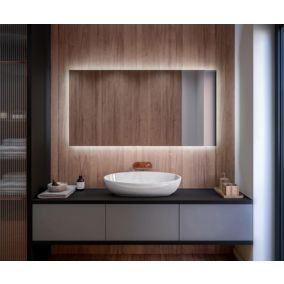 Miroir avec LED Illumination Salle de Bain (120x50cm) LED Lumineux Miroir avec Éclairage (TAN100) Blanc Froid 7000K
