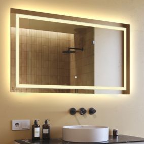 Miroir Salle De Bain Réversible 120x70cm - Bordure Brillante Kiamami