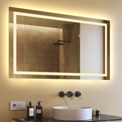 Miroir avec LED Illumination Salle de Bain (120x70cm) LED Lumineux Miroir avec Éclairage (LED015) Blanc Chaud 3000K