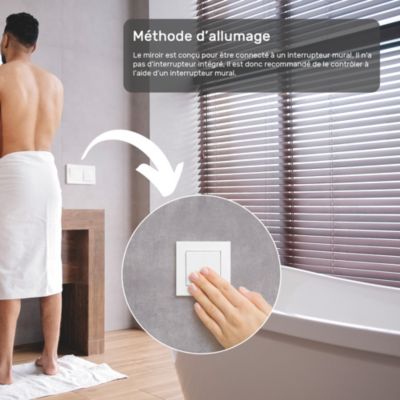 Miroir avec LED Illumination Salle de Bain (120x70cm) LED Lumineux Miroir avec Éclairage (LED015) Blanc Chaud 3000K
