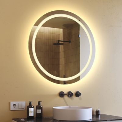 Miroir avec LED Illumination Salle de Bain  80x80 cm  Miroir Mural Avec Éclairage  Blanc Chaud 3000K