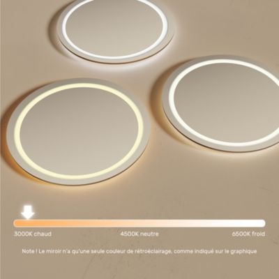 Miroir avec LED Illumination Salle de Bain  80x80 cm  Miroir Mural Avec Éclairage  Blanc Chaud 3000K