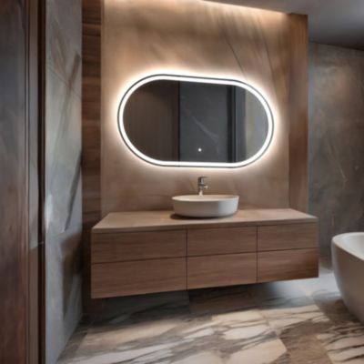 Miroir avec LED Illumination Salle de Bain - Freya, 140x80 cm, Blanc Froid 7000K, Interrupteur Tactile