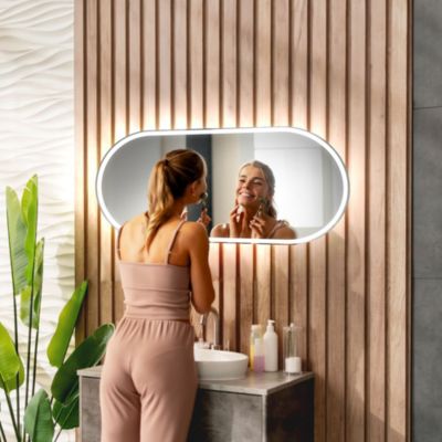 Miroir avec LED Illumination Salle de Bain - Freya, 140x80 cm, Blanc Froid 7000K, Interrupteur Tactile