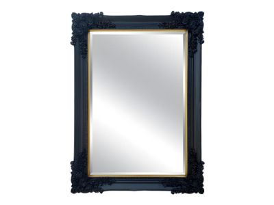 Miroir biseauté en bois d'eucalyptus avec moulures - L. 79 x H. 109 cm - Noir - ATALAYA