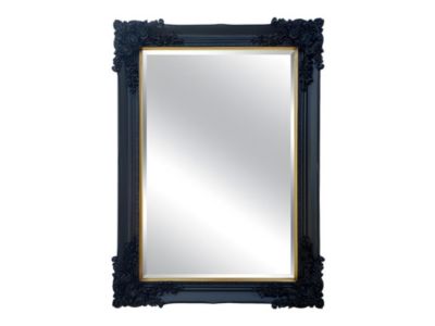 Miroir biseauté en bois d'eucalyptus avec moulures - L. 79 x H. 109 cm - Noir - ATALAYA