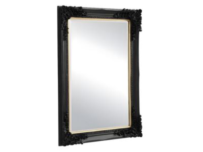 Miroir biseauté en bois d'eucalyptus avec moulures - L. 79 x H. 109 cm - Noir - ATALAYA