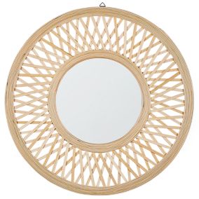 Miroir boho en bambou bois clair BACATA