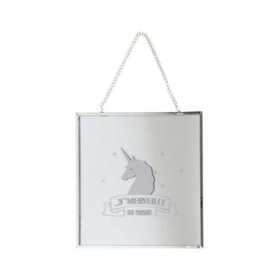 Miroir carré avec chainette licorne
