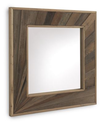 Miroir carré en bois stratifié naturel