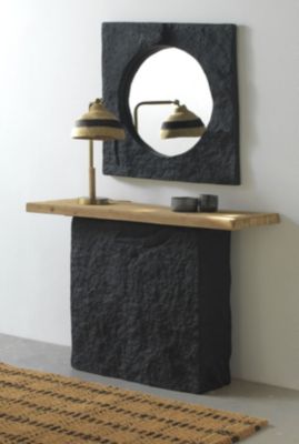 Miroir carré en poly résine mgo  coleur noir