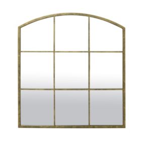 Miroir carré style industriel effet vieilli doré Windows L.100 x H.100 x ep.5 cm
