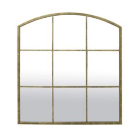 Miroir carré style industriel effet vieilli doré Windows L.100 x H.100 x ep.5 cm