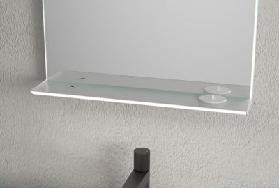 Miroir chauffant anti-buée rectangulaire lumineux LED avec rebord, station de recharge pour smartphone et brosse à dents, 50cm