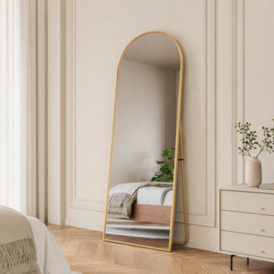 Miroir Complet Arqué, 162 X 53 Cm, Pleine Longueur, Monté Au Mur, Miroir De Sol, Pour Le Salon, Doré