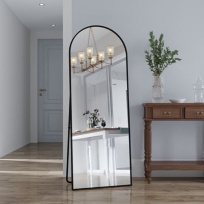 Miroir complet arqué, 162 x 53 cm, pleine longueur, monté au mur, miroir de sol, pour le salon, Noir