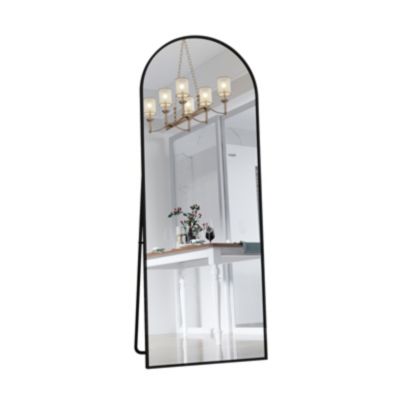Miroir complet arqué, 162 x 53 cm, pleine longueur, monté au mur, miroir de sol, pour le salon, Noir