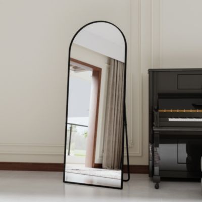 Miroir complet arqué, 165 x 60 cm, pleine longueur, monté au mur, miroir de sol, pour le salon, Noir
