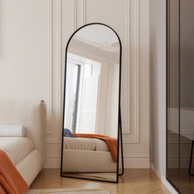 Miroir complet arqué, 165 x 60 cm, pleine longueur, monté au mur, miroir de sol, pour le salon, Noir