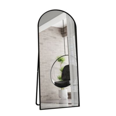 Miroir complet arqué, 180 x 80 cm, pleine longueur, monté au mur, miroir de sol, pour le salon, Noir