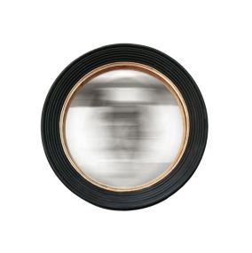 Miroir convexe rond style vintage effet mat noir et doré ⌀48,5 x L.48,5 x H.48,5 x ep.5 cm