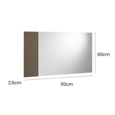 Miroir Coriando, Miroir d'entrée décoratif, Article d'ameublement mural avec profil latéral, 110x3h60 cm, Blanc et Marron