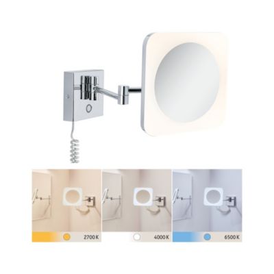 Miroir cosmétique LED Jora IP44 White Switch 60lm 230V 3,3W Chrome, Blanc, Miroir