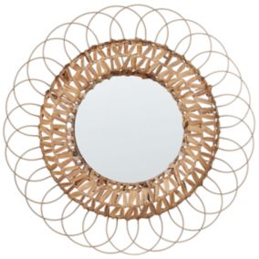 Miroir décoratif boho en fibre de jacinthe d'eau naturel PAMOL