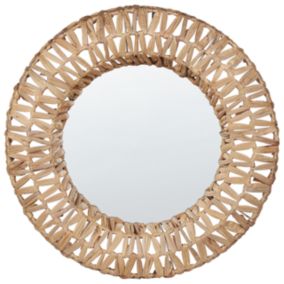 Miroir décoratif boho en fibre de jacinthe d'eau naturel SABAOI