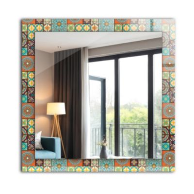 Miroir Décoratif Tulup 60x60 cm Carreaux De Mosaïque Colorés Pour Salon Avec Cadre Imprimé