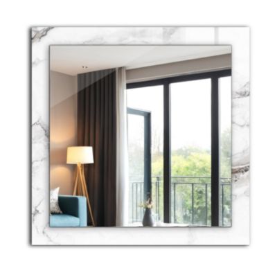 Miroir Décoratif Tulup 60x60 cm Motif Marbre Blanc Pour Salon Avec Cadre Imprimé