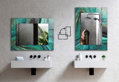 Miroir Décoratif Tulup 80x60 cm Carreaux De Mosaïque Colorés Pour Salon Avec Cadre Imprimé