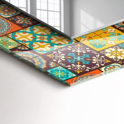 Miroir Décoratif Tulup 80x60 cm Carreaux De Mosaïque Colorés Pour Salon Avec Cadre Imprimé