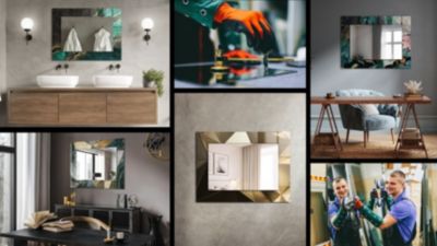 Miroir Décoratif Tulup 80x60 cm Carreaux De Mosaïque Colorés Pour Salon Avec Cadre Imprimé