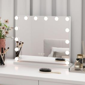 Miroir de Courtoisie Hollywood LED avec 3 Modes d'Eclairage de Couleur  Miroir Grossissant Détachable Contrôle Tactile