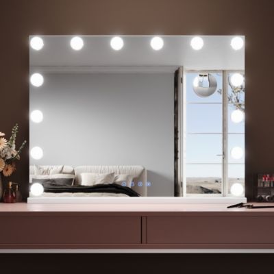 Miroir de Maquillage Éclairage LED Sirhona 80x60x10 cm + Bluetooth + Loupe 10X + Port USB + Température à Tricolore