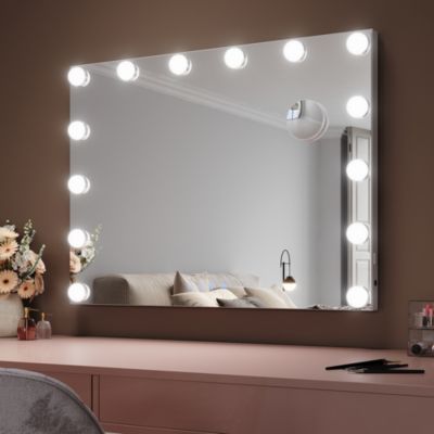 Miroir de Maquillage Éclairage LED Sirhona 80x60x10 cm + Bluetooth + Loupe 10X + Port USB + Température à Tricolore